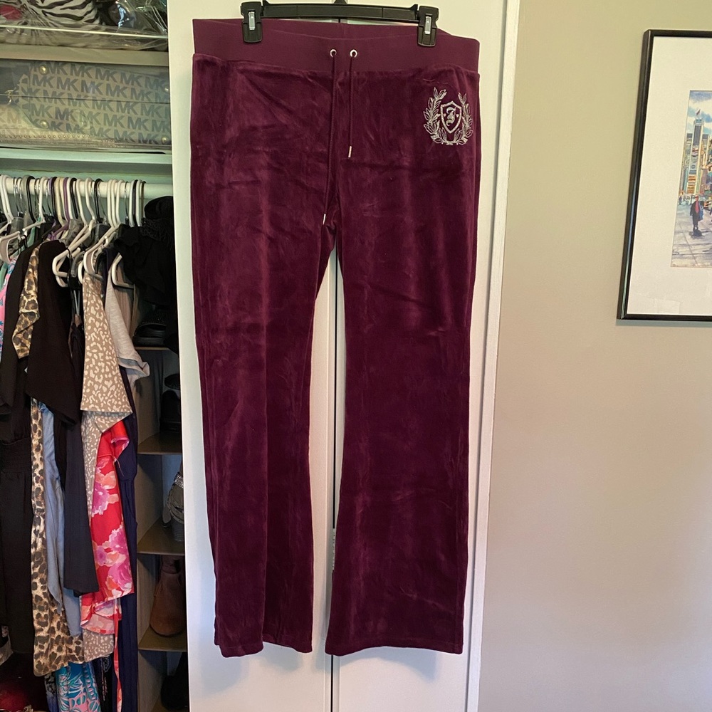 Maroon Juicy Couture Velour track pants